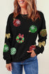 Sequin Applique Patch Long Sleeve Crewneck Sweatshirt