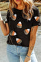 Sequin Applique Pumpkin Ghost Graphic Short Sleeve Tee