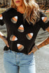 Sequin Applique Pumpkin Ghost Graphic Short Sleeve Tee