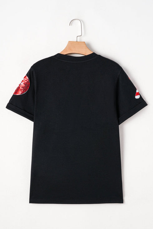 Sequin Applique Relaxed Fit Crew Neck T-Shirt