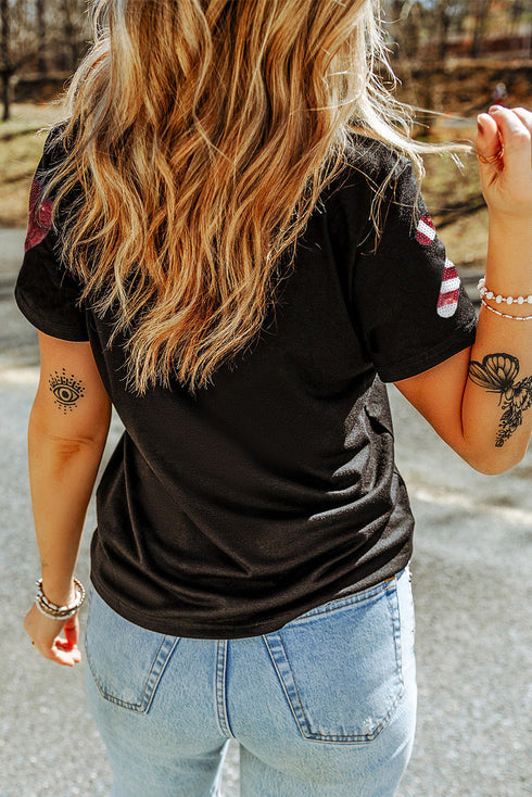 Sequin Applique Relaxed Fit Crew Neck T-Shirt