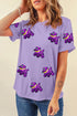 Sequin Balloon Puppy Graphic Mardi Gras Tee