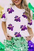 Sequin Balloon Puppy Graphic Mardi Gras Tee