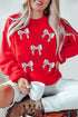Sequin Baseball Bow Graphic Crew Neck Sweatshirt