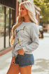 Sequin Baseball Patch Crew Neck Pullover Sweatshirt