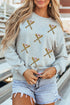 Sequin Baseball Patch Crew Neck Pullover Sweatshirt