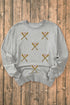 Sequin Baseball Patch Crew Neck Pullover Sweatshirt