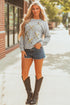 Sequin Baseball Patch Crew Neck Pullover Sweatshirt