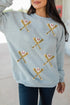 Sequin Baseball Patch Crew Neck Pullover Sweatshirt
