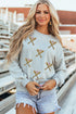 Sequin Baseball Patch Crew Neck Pullover Sweatshirt