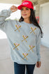 Sequin Baseball Patch Crew Neck Pullover Sweatshirt