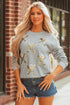 Sequin Baseball Patch Crew Neck Pullover Sweatshirt