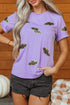 Sequin Bat Patch Crew Neck Short Sleeve Tee