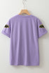 Sequin Bat Patch Crew Neck Short Sleeve Tee