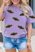 Sequin Bat Patch Crew Neck Short Sleeve Tee