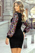 Sequin Bishop Sleeve U Neck Mini Sweater Dresses