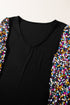 Sequin Bishop Sleeve U Neck Mini Sweater Dresses
