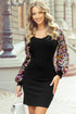 Sequin Bishop Sleeve U Neck Mini Sweater Dresses