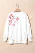 Sequin Bow Balloon Sleeve Oversized High Low Sweatshirt