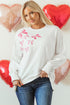 Sequin Bow Balloon Sleeve Oversized High Low Sweatshirt