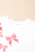 Sequin Bow Balloon Sleeve Oversized High Low Sweatshirt