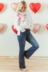 Sequin Bow Balloon Sleeve Oversized High Low Sweatshirt