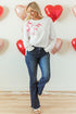 Sequin Bow Balloon Sleeve Oversized High Low Sweatshirt