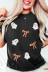 Sequin Bow Ghost Patch Crew Neck Graphic Tee