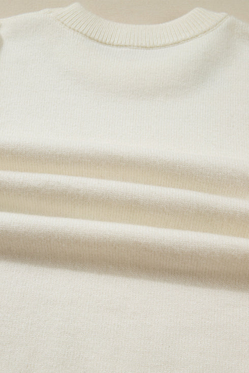 Sequin Bow Graphic Crewneck Knit Sweater