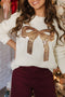 Sequin Bow Graphic Crewneck Knit Sweater