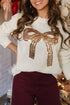 Sequin Bow Graphic Crewneck Knit Sweater
