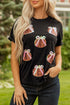 Sequin Bow Pumpkin Graphic Cotton Blend Tee