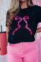 Sequin Bow Ribbon Graphic Short Sleeve Tee