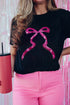 Sequin Bow Ribbon Graphic Short Sleeve Tee
