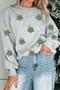 Sequin Bow Topped Tree Patch Scatter Crew Sweatshirt