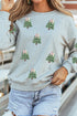 Sequin Bow Topped Tree Patch Scatter Crew Sweatshirt