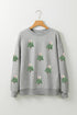 Sequin Bow Topped Tree Patch Scatter Crew Sweatshirt