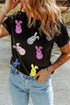 Sequin Bunny Doll Graphic Short Sleeve Crew Neck Tee