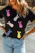 Sequin Bunny Doll Graphic Short Sleeve Crew Neck Tee