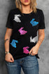 Sequin Bunny Graphic Short Sleeve Crew Neck Tee