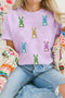Sequin Bunny Patch Embellished Casual Graphic Tee