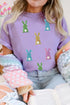 Sequin Bunny Patch Embellished Casual Graphic Tee