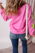 Sequin Cactus Motif Relaxed Fit Pullover Sweatshirt