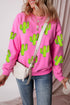 Sequin Cactus Motif Relaxed Fit Pullover Sweatshirt