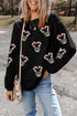 Sequin Candy Cane Heart Corded Drop Shoulder Sweatshirt