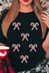 Sequin Candy Cane Holly Allover Graphic Crewneck Relaxed Fit Tee