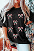 Sequin Candy Cane Holly Allover Graphic Crewneck Relaxed Fit Tee