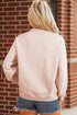 Sequin Candy Cane Ribbed Mock Neck Graphic Sweatshirt