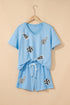 Sequin Cheer Letter Print V Neck Graphic Set