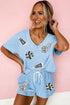 Sequin Cheer Letter Print V Neck Graphic Set
